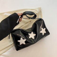 Embroidered Star Leather Crossbody Bag - fairypeony