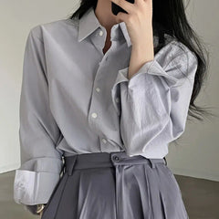 Solid Color Casual Long Sleeve Blouse