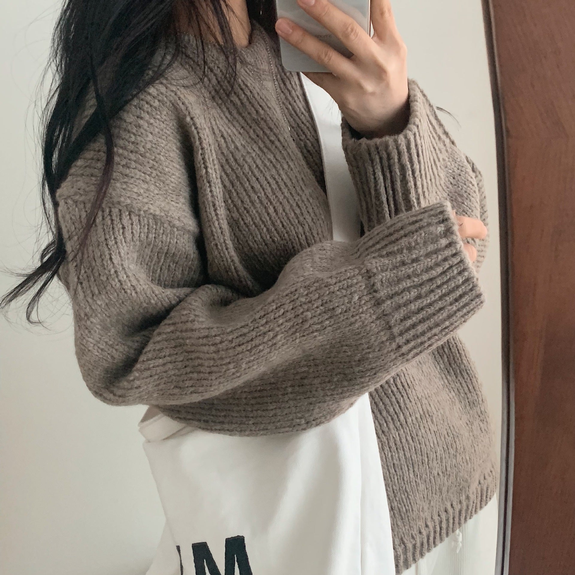 Dark Academia Round Neck Pullover Sweater - fairypeony