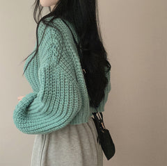 Aesthetic Round Neck Button Cardigan