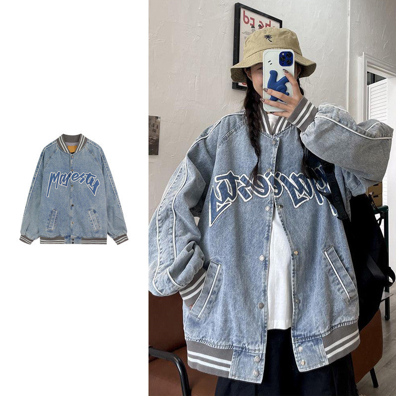 American Style Print Denim Jacket - fairypeony