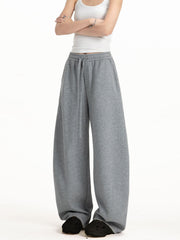 Solid-color straight-leg curved knife-style casual pants