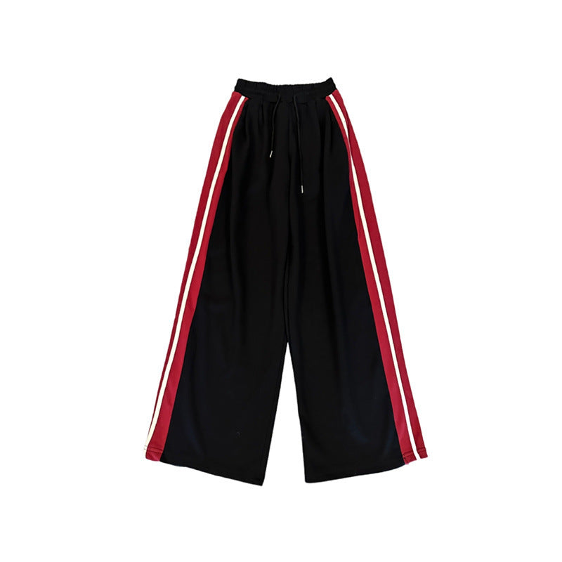 Contrast Side Stripe Baggy Sweatpants - fairypeony