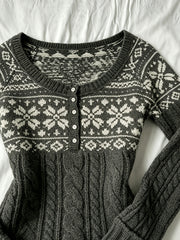 Women's round-neck button-up cardigan