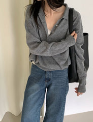 Long Sleeve Knit Polo Sweater