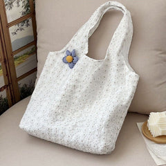 Floral Embroidery Canvas Shoulder Bag
