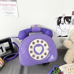 Telephone Shaped PU Leather Shoulder Bag