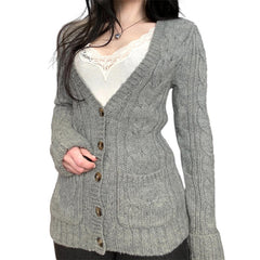 Womens Cable Knit Cardigan Sweater
