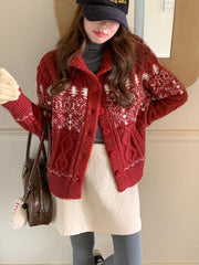 Twist Weave Thick Thermal Knitting Cardigan