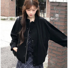 Women's Loose Vintage Stand-Collar Drawstring Jacket