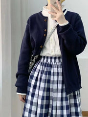 Preppy Plaid Skirt Three-piece Set