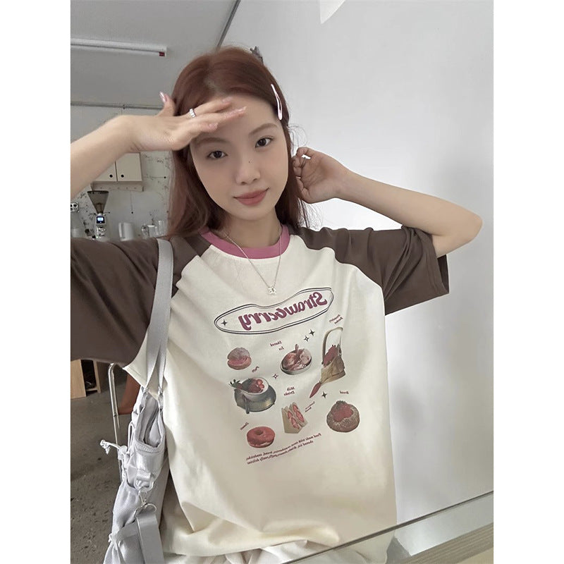 Cottage Strawberry Raglan Sleeve Oversized Tee - fairypeony