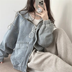 Hooded Patchwork Denim Jacket