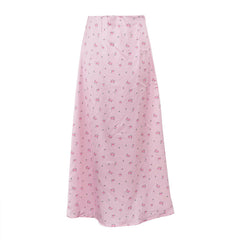 Aesthetic Floral Print Satin Skirt