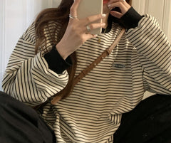 90s Striped Oversized Long Sleeve Tee