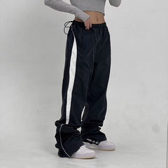 Piping Detail Drawstring Baggy Sweatpants