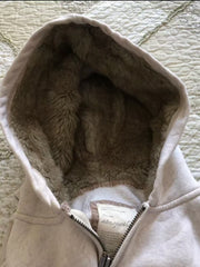 Retro Letter Hooded Zip-Up Sweatshirt – Silver Fox Fleece Lined Hoodie in Gray S–XL