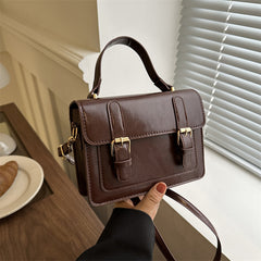 Vintage Buckled Pu Leather Crossbody Bag