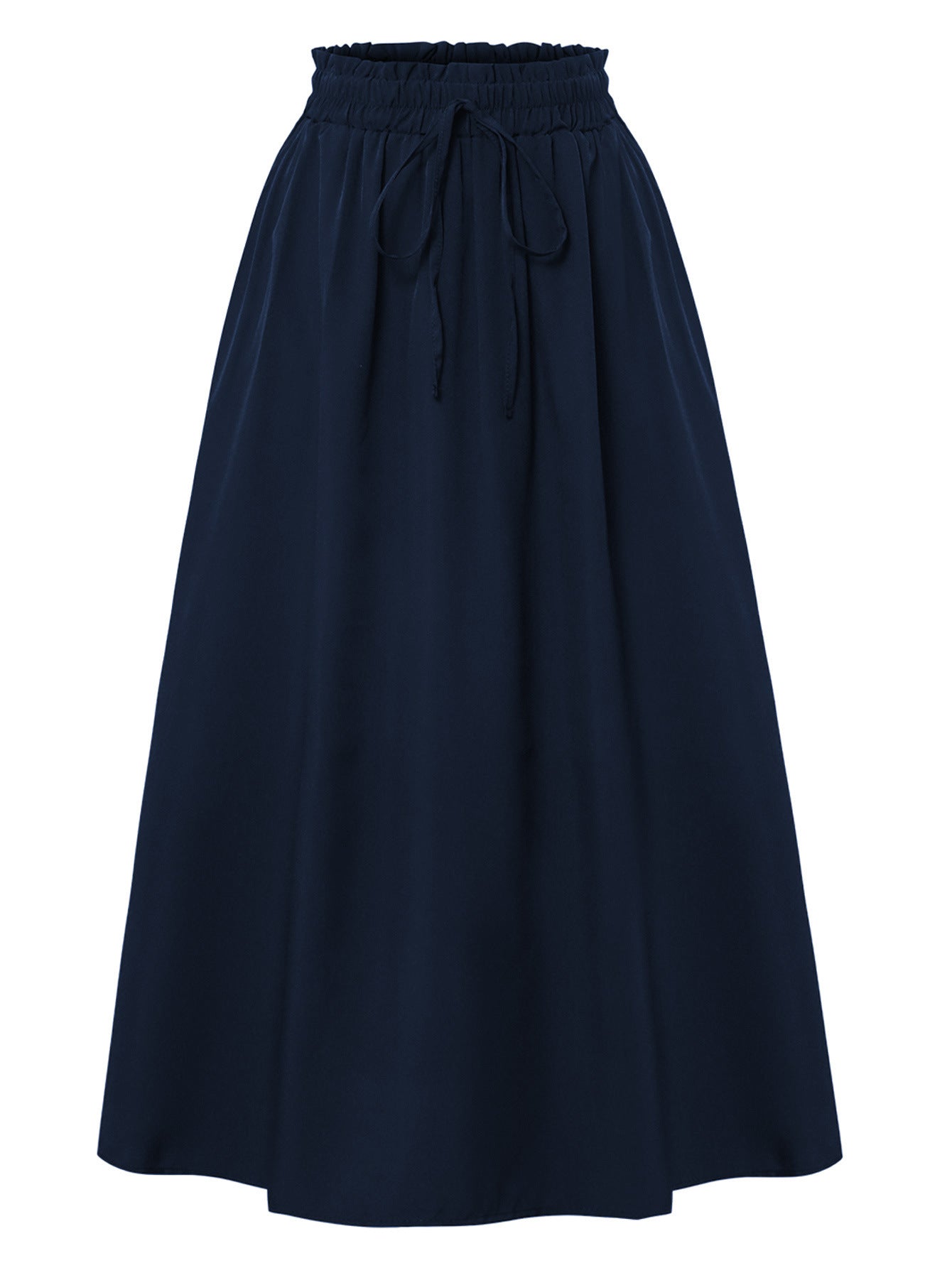 Drawstring Waist Casual Midi Skirt with Pockets - fairypeony