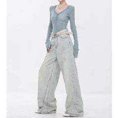 Vintage Light Blue Straight Baggy Jeans