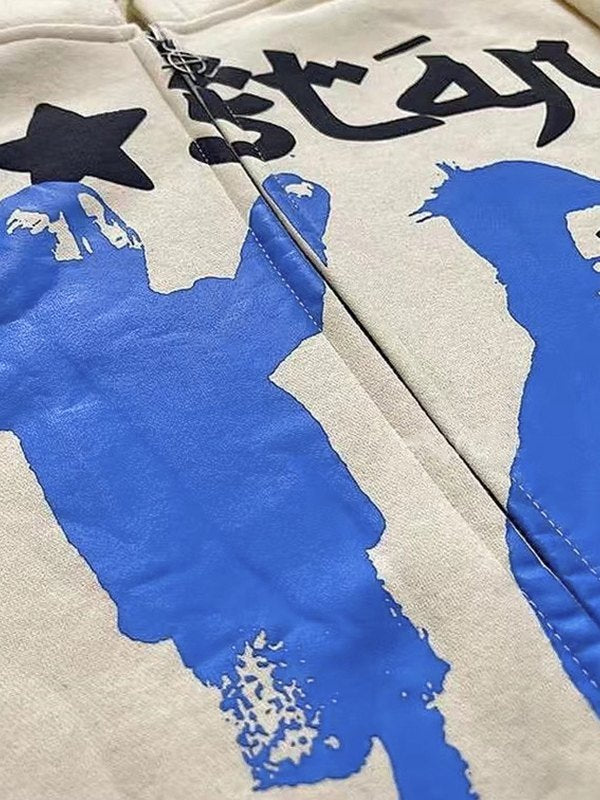 Star Girl Graphic Zip Up Hoodie - fairypeony