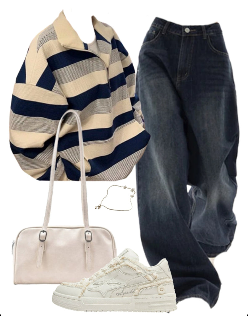OOTD: Oversized Sweatshirt + Boyfriend Jeans + Shoulder Bag + Patchwork Sneakers