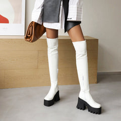 High Hollow Heel Square Toe Boots, , women clothing, high-hollow-heel-square-toe-boots, black, fairypeony