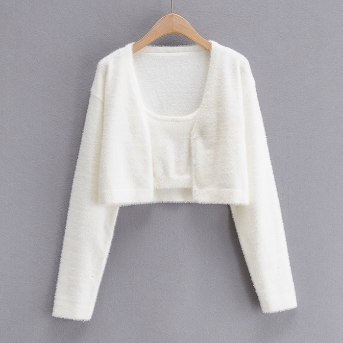 Cropped Button Knit Two Piece Cardigan, , women clothing, cropped-button-knit-two-piece-cardigan, , fairypeony