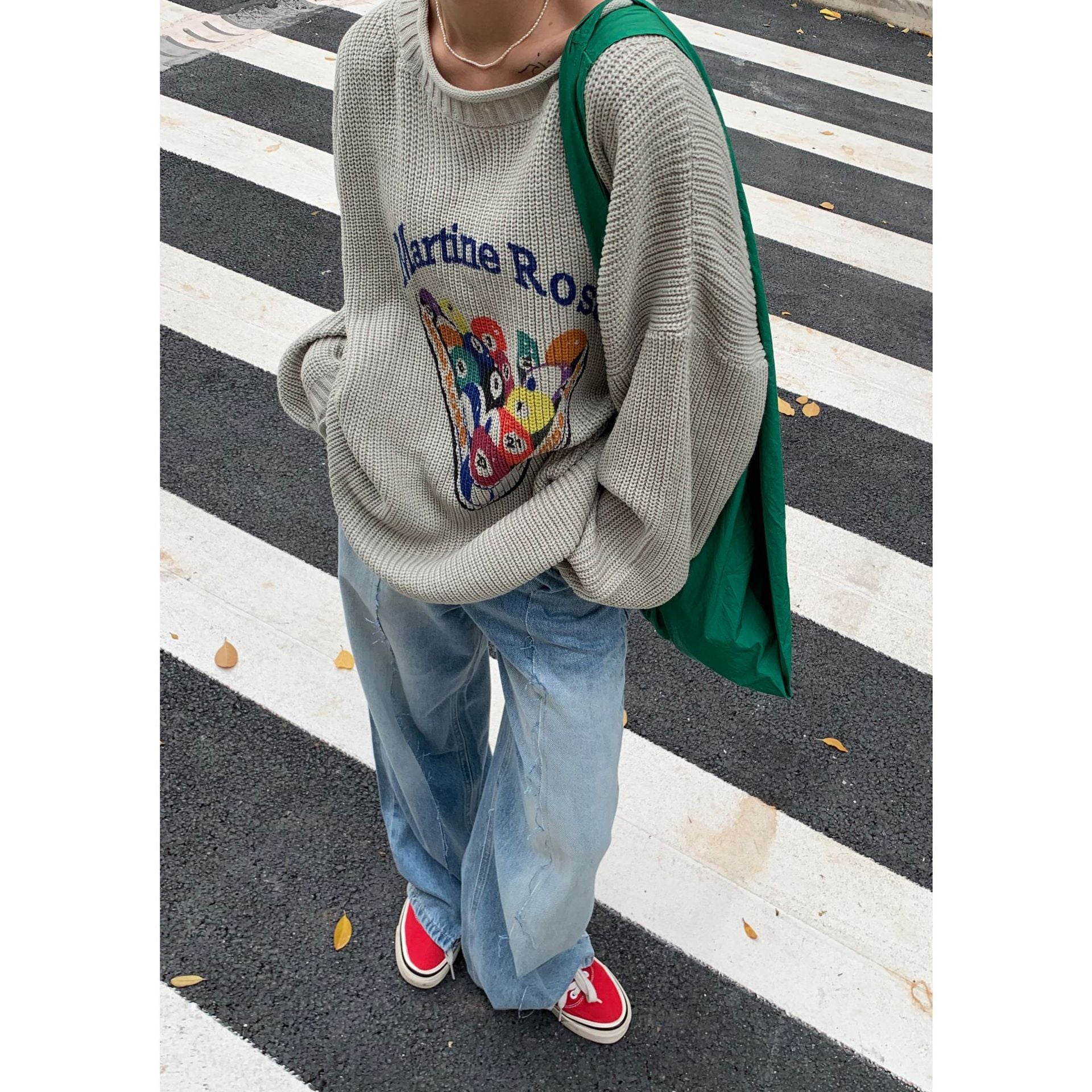 Vintage Billiards Print Downtown Sweater - fairypeony