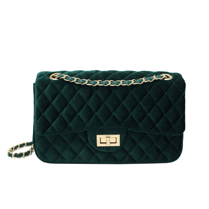 Solid Color Velvet Quilted Bag, , women clothing, solid-color-velvet-quilted-bag, , fairypeony