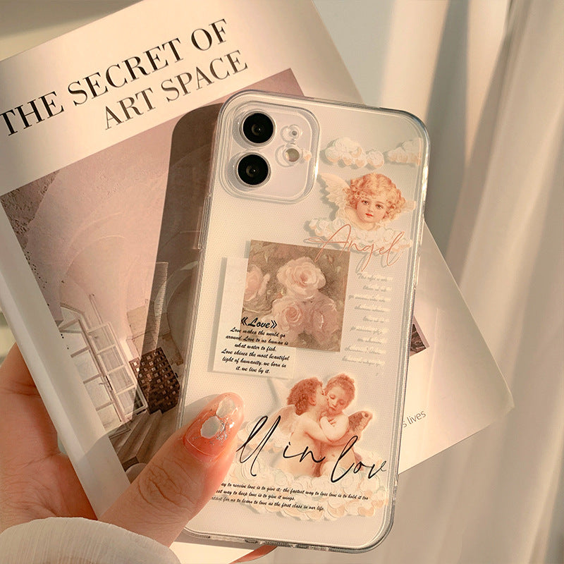 Fall in Love Angel Phone Case, , women clothing, retro-rose-angel-phone-case, , fairypeony