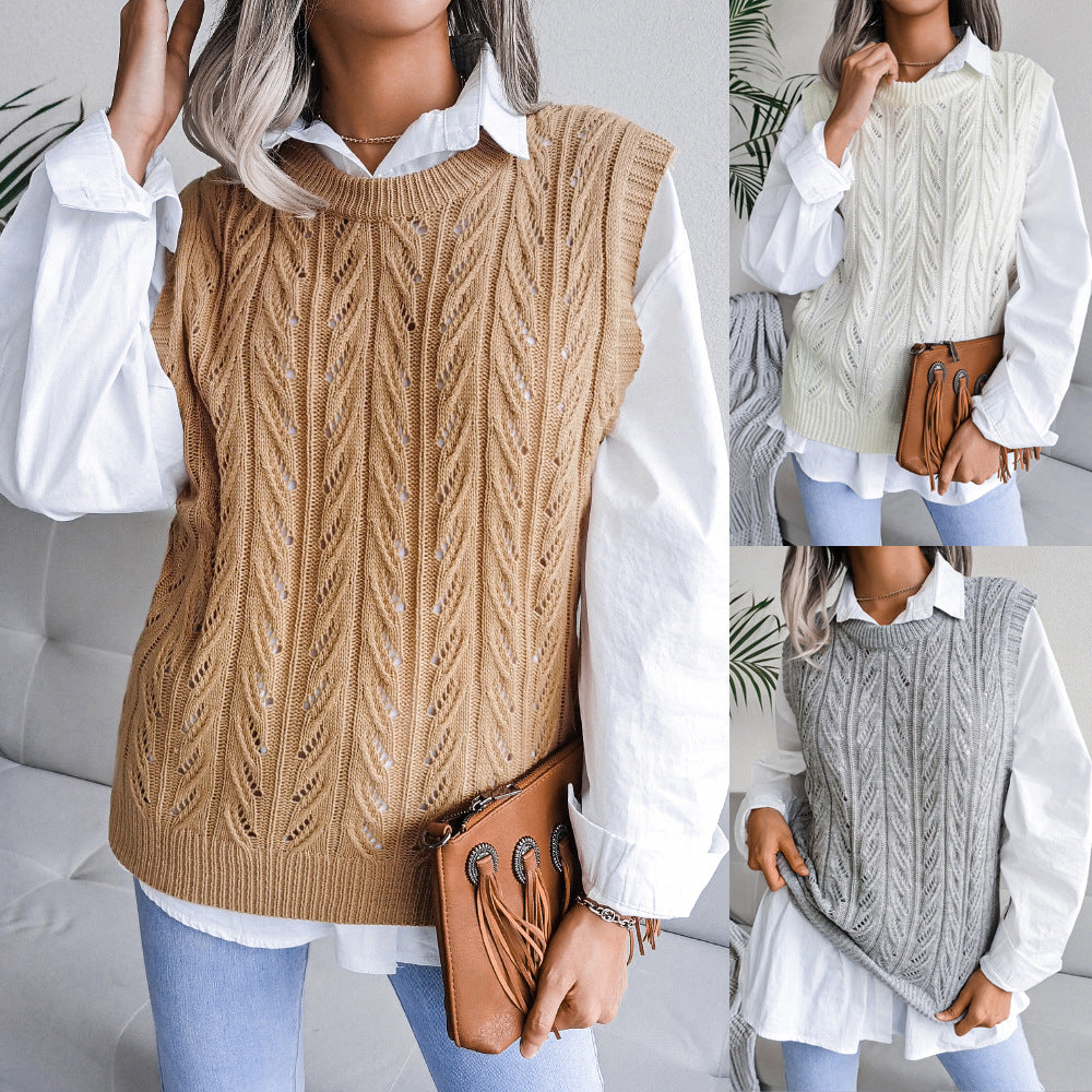 Hollow Leaf Casual Knitted Sweater, , women clothing, hollow-leaf-casual-knitted-sweater, , fairypeony