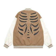 Skeleton Graphic Oversized Varsity Jacket, , women clothing, skeleton-graphic-oversized-varsity-jacket, , fairypeony