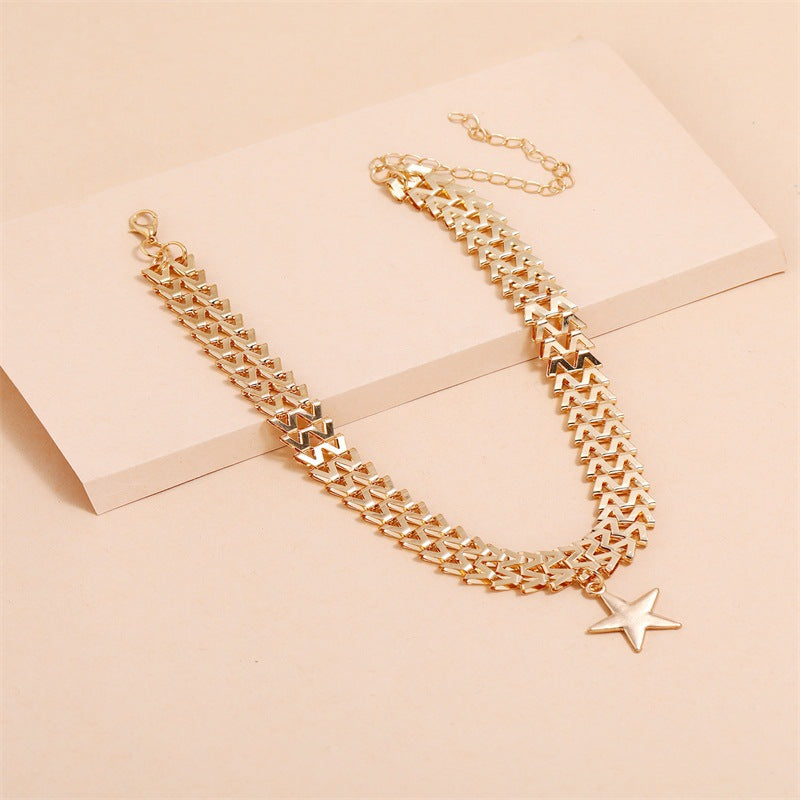 Five-Pointed Star Pendant Necklace, , women clothing, five-pointed-star-pendant-necklace, , fairypeony