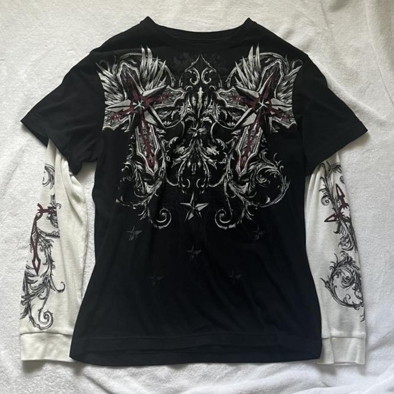 Punk Patchwork Long Sleeve Graphic Tee - fairypeony