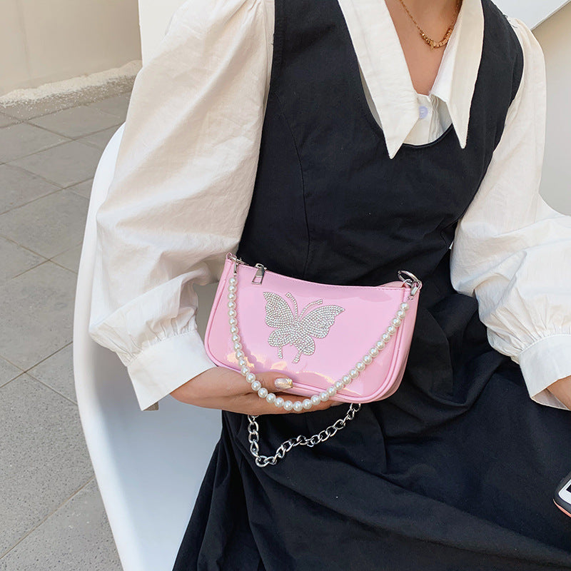Butterfly Crystal Patent Leather Handbag, , women clothing, butterfly-crystal-patent-leather-handbag, , fairypeony