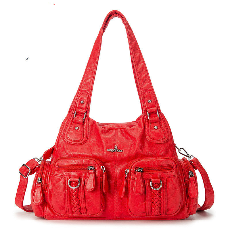 Solid Color Cargo Messenger Bag - fairypeony