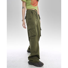 Buttoned Straight-Leg Cargo Pants, , women clothing, buttoned-straight-leg-cargo-pants, , fairypeony