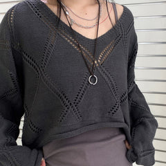 Knit Crochet Crop Sweater - fairypeony