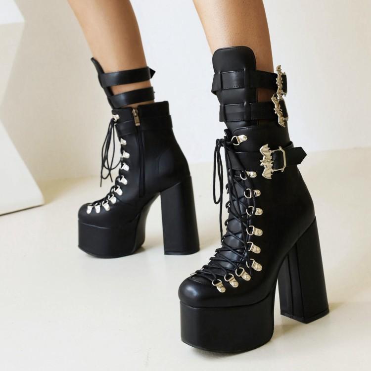 Goth Punk High Heels Boots, , women clothing, goth-punk-high-heels-boots, black, fairypeony