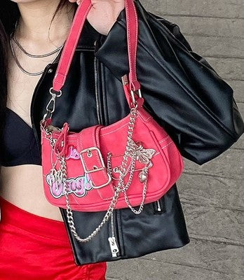2000s Metal Embellished Y2K Shoulder Bag - fairypeony
