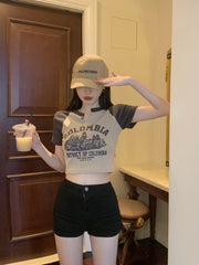 Vintage Logo Raglan Sleeve Crop Top - fairypeony