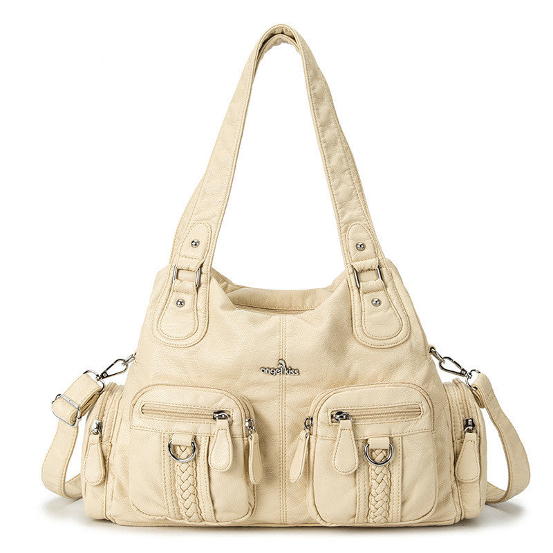 Solid Color Cargo Messenger Bag - fairypeony