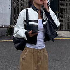 Cropped Pu Leather Jacket, , women clothing, cropped-pu-leather-jacket, , fairypeony