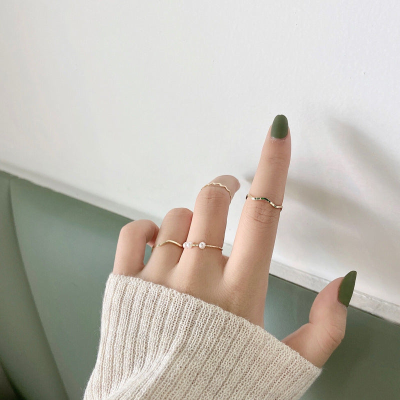 Simple Wavy Ring Five-Piece Set, , women clothing, simple-wavy-ring-five-piece-set, , fairypeony