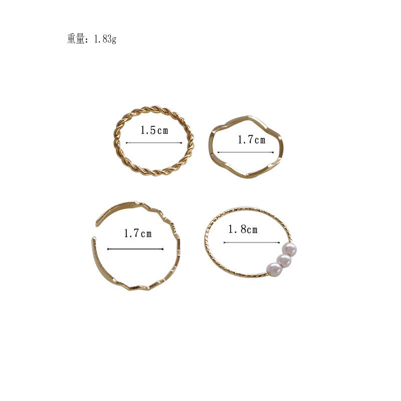 Simple Wavy Ring Five-Piece Set, , women clothing, simple-wavy-ring-five-piece-set, , fairypeony