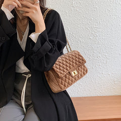 Solid Color Velvet Quilted Bag, , women clothing, solid-color-velvet-quilted-bag, , fairypeony