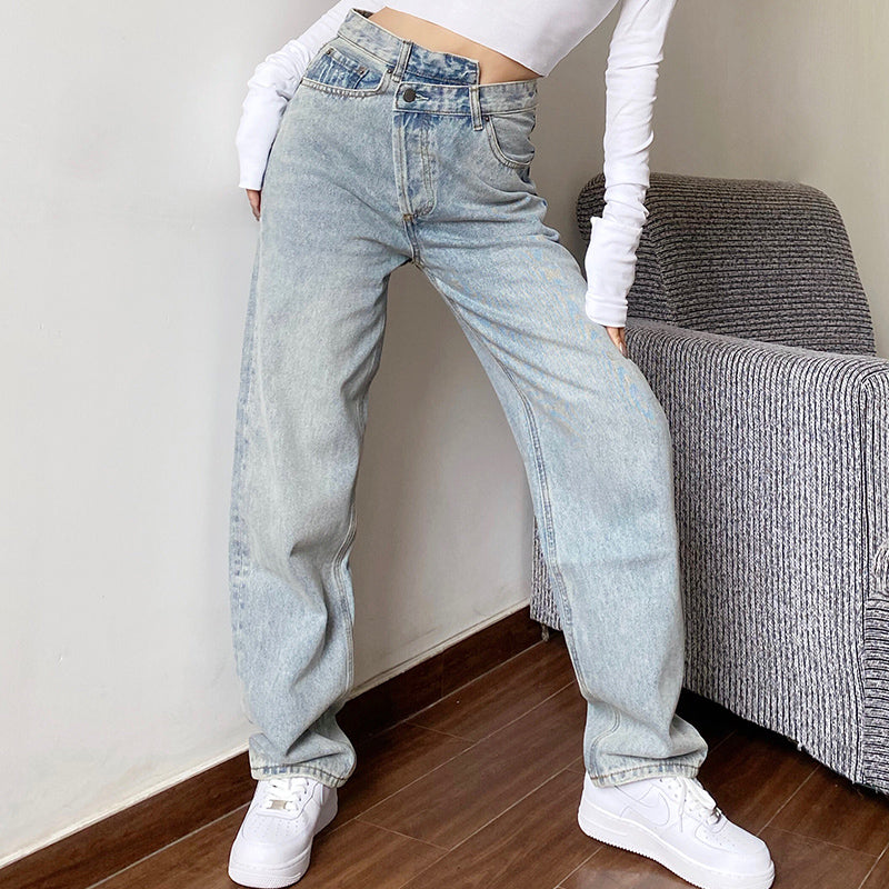 High Waist Straight-leg Jeans, , women clothing, high-waist-straight-leg-jeans, , fairypeony