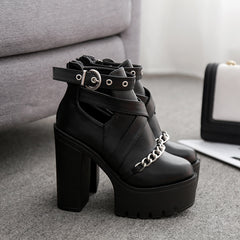 thick heel high heel thick sole cool boots, , women clothing, thick-heel-high-heel-thick-sole-cool-boots, , fairypeony