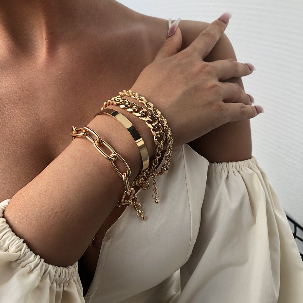 Thick chain alloy bracelet, , women clothing, thick-chain-alloy-bracelet, , fairypeony